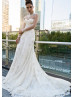 Fully Beaded Ivory Tulle Wedding Dress With Detachable Jacket